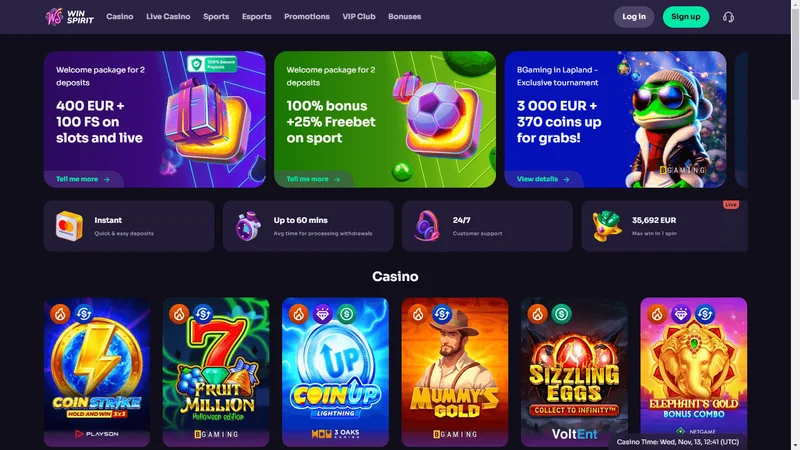 Win Spirit Casino Bonus Offers